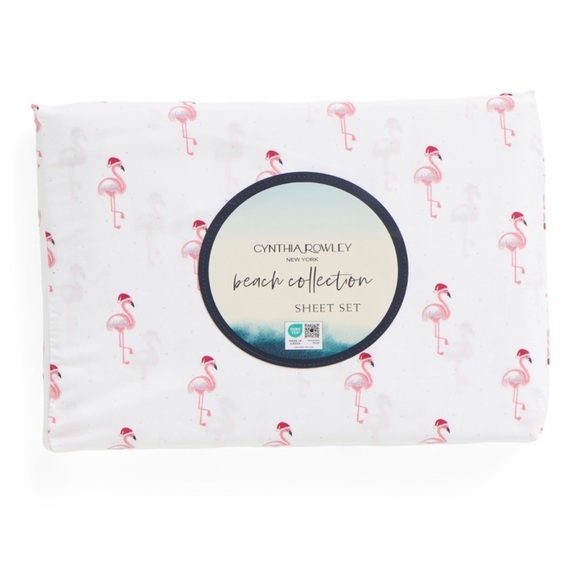 Cynthia Rowley Other - Cynthia Rowley Christmas flamingo Santa sheet Set Queen NEW